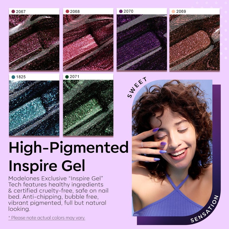 modelones Chameleon Gel Nail Polish Set - 6 Colors Fall Winter Aurora Gel Polish Kit Blue Green Purple Red Brown Glitter Gel Polish Soak Off LED Nail Lamp Gel Nail Kit Home Gift DIY Salon for Women - Image 3