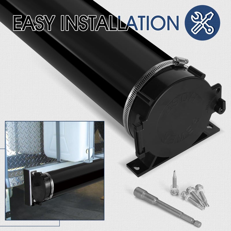 Touri Upgraded RV Adjustable EZ Hose Carrier TR5094BK with Door Cap and Mounting Screws, 50''-94'', Black, 3 Mounting Tabs Included - Image 5