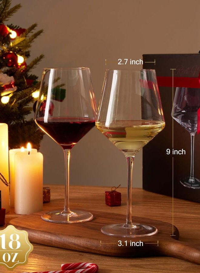 OJA Red Wine Glasses Set of 4, Crystal Hand Blown Wine Glass with Long Stem - Image 3