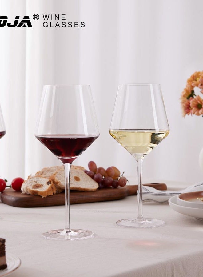 OJA Red Wine Glasses Set of 4, Crystal Hand Blown Wine Glass with Long Stem - Image 4