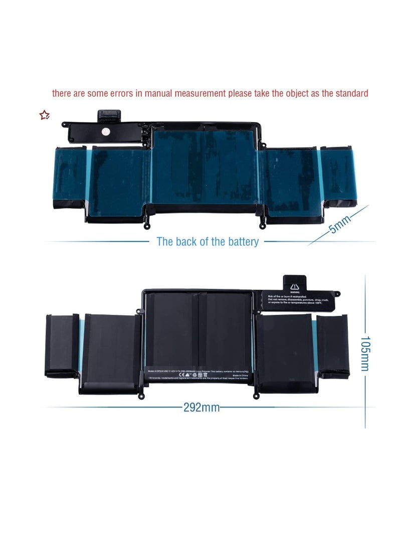 Terabyte A1582 A1502 Laptop Battery Replacement for Macbook pro Retina 13 inch Late 2013 Mid 2014 Early 2015,Fits A1493 Laptop Battery [Li-Polymer 11.42V74.9WH 6559mAh] - Image 2