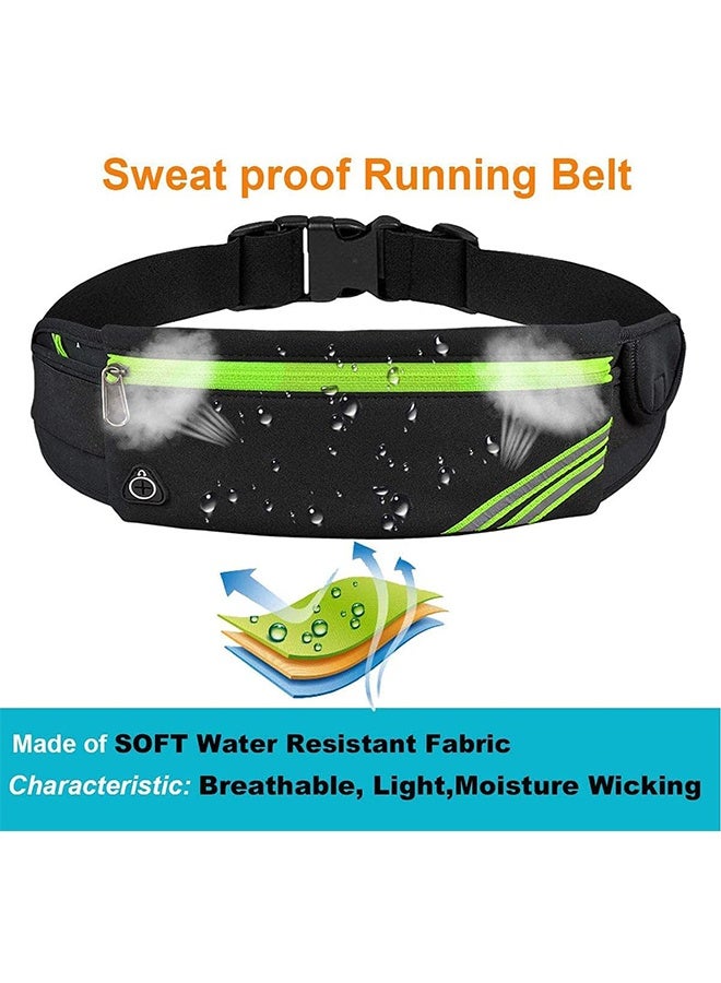 JS Running Belt Bag, Slim Portable Waist Pack Bag for Hiking Cycling Workout, Reflective Runners Belt Jogging Pocket Belt, Travelling Money Phone Holder for Running (Black) - Image 4