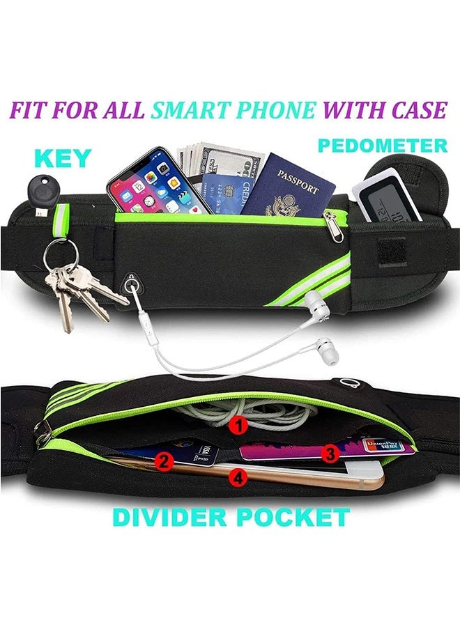 JS Running Belt Bag, Slim Portable Waist Pack Bag for Hiking Cycling Workout, Reflective Runners Belt Jogging Pocket Belt, Travelling Money Phone Holder for Running (Black) - Image 3