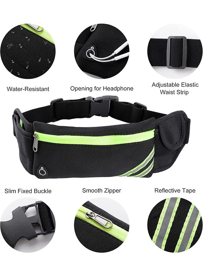 JS Running Belt Bag, Slim Portable Waist Pack Bag for Hiking Cycling Workout, Reflective Runners Belt Jogging Pocket Belt, Travelling Money Phone Holder for Running (Black) - Image 2