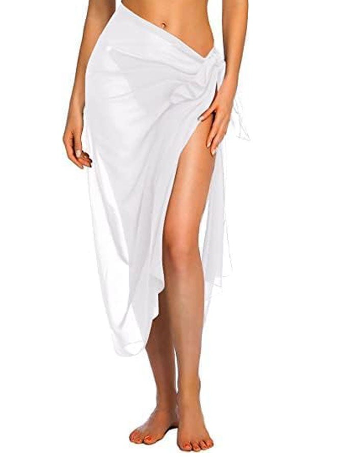 HOOTO Women Beach Sarong Bathing Suit Wrap Skirt Sheer Bikini Swimsuit Cover Ups 94cm Long Skirt Chiffon Scarf for Swimwear Black&White 140 x 94 cm - Image 3