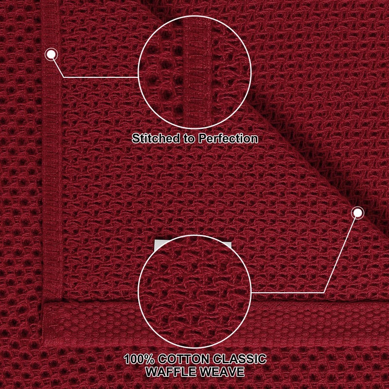 Homaxy 100% Cotton Kitchen Towels and Dishcloths Set, 12 x 12 Inches and 13 x 28 Inches, Set of 8 Bulk Kitchen Towels Set, Ultra Soft Absorbent Dish Cloths for Washing Dishes, Burgundy - Image 2