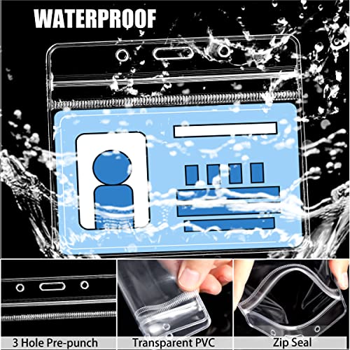 LOCONHA 100Pcs Clear Plastic Horizontal Name Tags Badge ID Card Holders and 100Pcs Black Lanyards with Clip lanyards for id Badges (Black) - Image 5