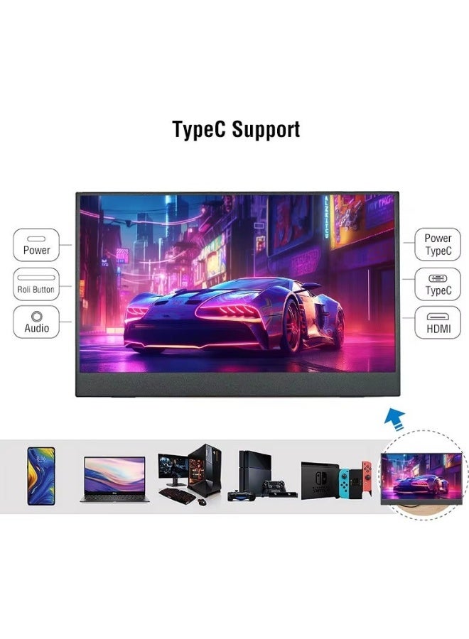 أنمايت شاشة لمس محمولة بحجم 15.6 بوصة بدقة 1080P بدعم HDR ب比例 16:9 وانبعاث منخفض للضوء الأزرق متوافقة مع جهاز XBox وPS4/5 وSwitch والهاتف الذكي وحاسوب سطح المكتب ولابتوب كشاشة موسعة - Image 4