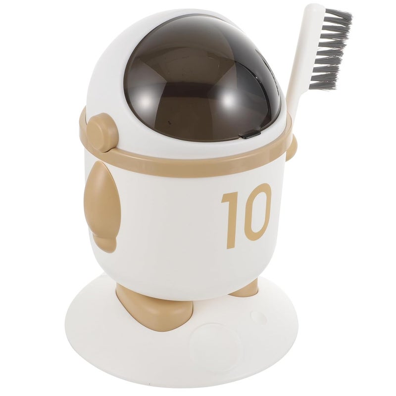 Mini Astronaut Trash Can With Lid Khaki Includes 30 Bags For Home Office Bedroom - Image 1