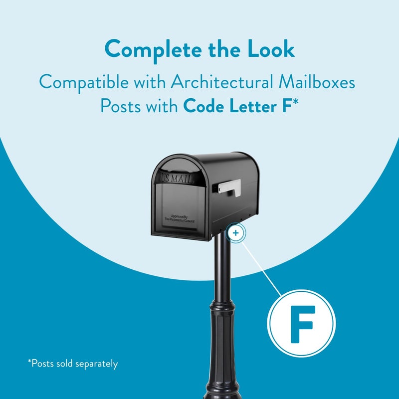 Architectural Mailboxes 8760B-10 Carlisle Postmount Mailbox, Medium, Black - Image 5