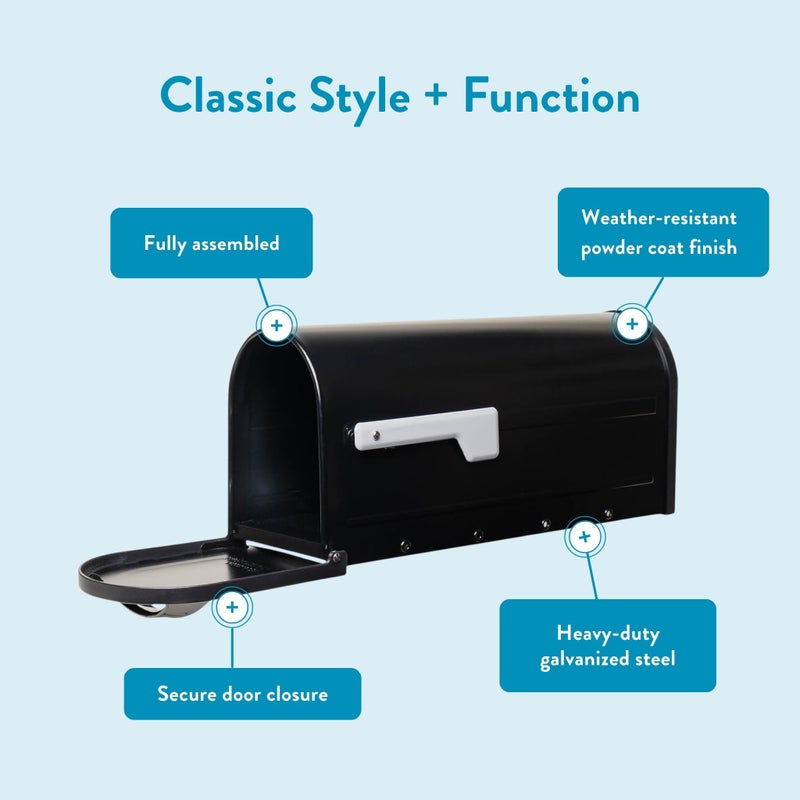 Architectural Mailboxes 8760B-10 Carlisle Postmount Mailbox, Medium, Black - Image 4