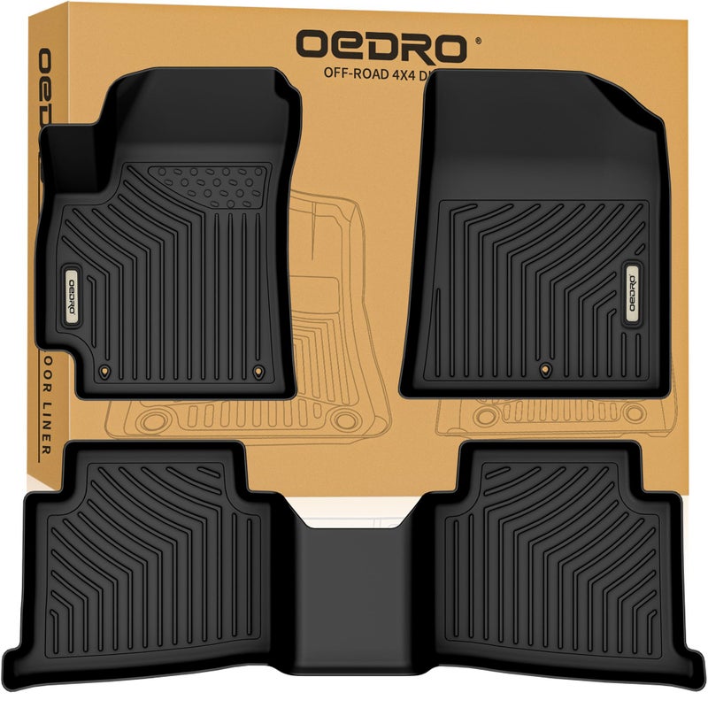 OEDRO Floor Mats Fit for 20212025 Kia Seltos TPE AllWeather Seltos Floor Liners Custom Fit Rubber 2 Row Liner Set Black