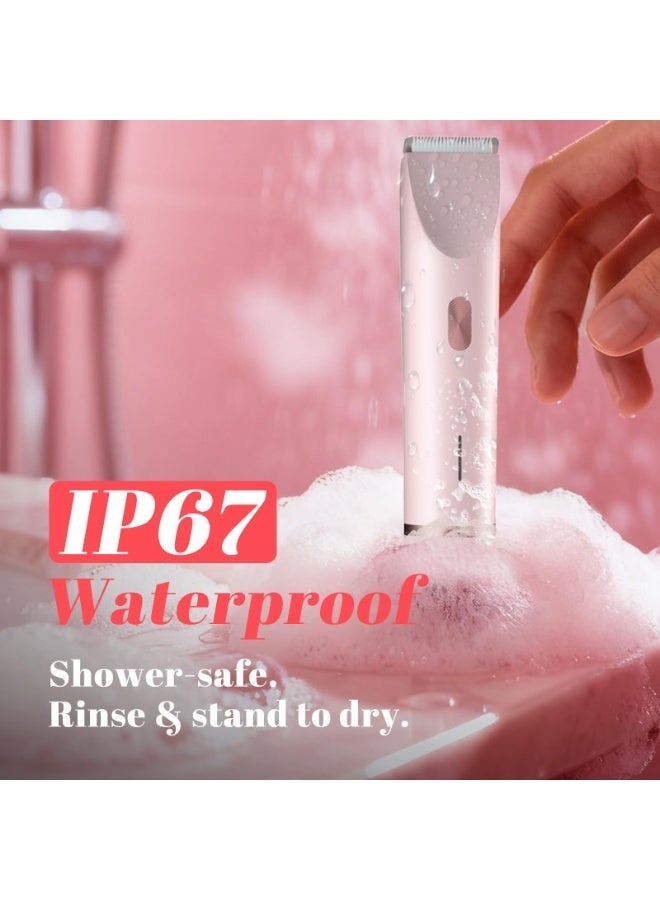 Zarra Traders 2-in-1 Bikini Trimmer & Facial Hair Remover for Women, Electric Razor, IPX7 Waterproof Rechargeable Lady Shaver for Face, Upper Lip, Bikini Area & Body (Pink) - Image 5