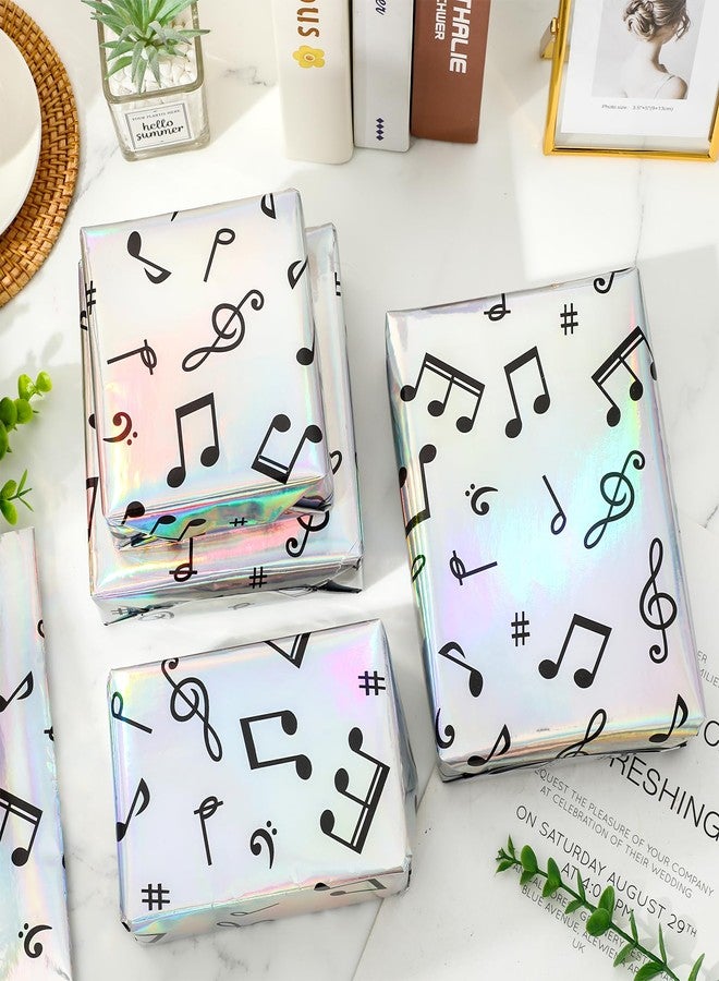 FYSUIMU 6 Sheets Music Notes Wrapping Paper -Not Roll- Iridescent Holographic Musical Notes Gift Wrap Paper Folded Flat for Music Lovers Birthday Holiday Party DIY Crafts, 27.6 x 39.4 Inch - Image 5