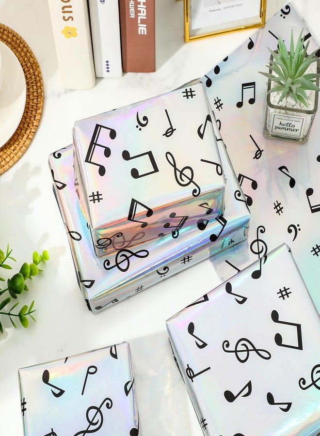 FYSUIMU 6 Sheets Music Notes Wrapping Paper -Not Roll- Iridescent Holographic Musical Notes Gift Wrap Paper Folded Flat for Music Lovers Birthday Holiday Party DIY Crafts, 27.6 x 39.4 Inch - Image 4