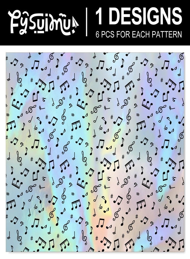FYSUIMU 6 Sheets Music Notes Wrapping Paper -Not Roll- Iridescent Holographic Musical Notes Gift Wrap Paper Folded Flat for Music Lovers Birthday Holiday Party DIY Crafts, 27.6 x 39.4 Inch - Image 3
