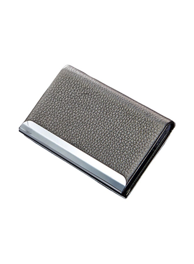 NIBEMINENT 2-Piece Lichi Texture Business Card Holder Set Grey