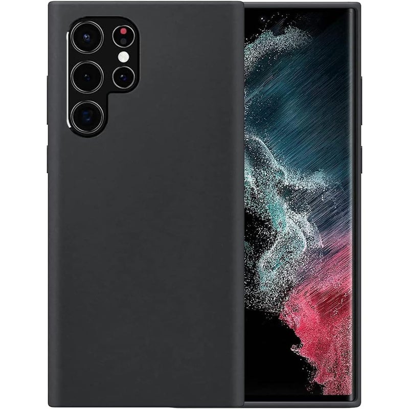 AM Samsung Galaxy S22 Ultra case  Soft silicone Material Anti Scratch  Antifingerprint Lightweight 360 Protective Case Black