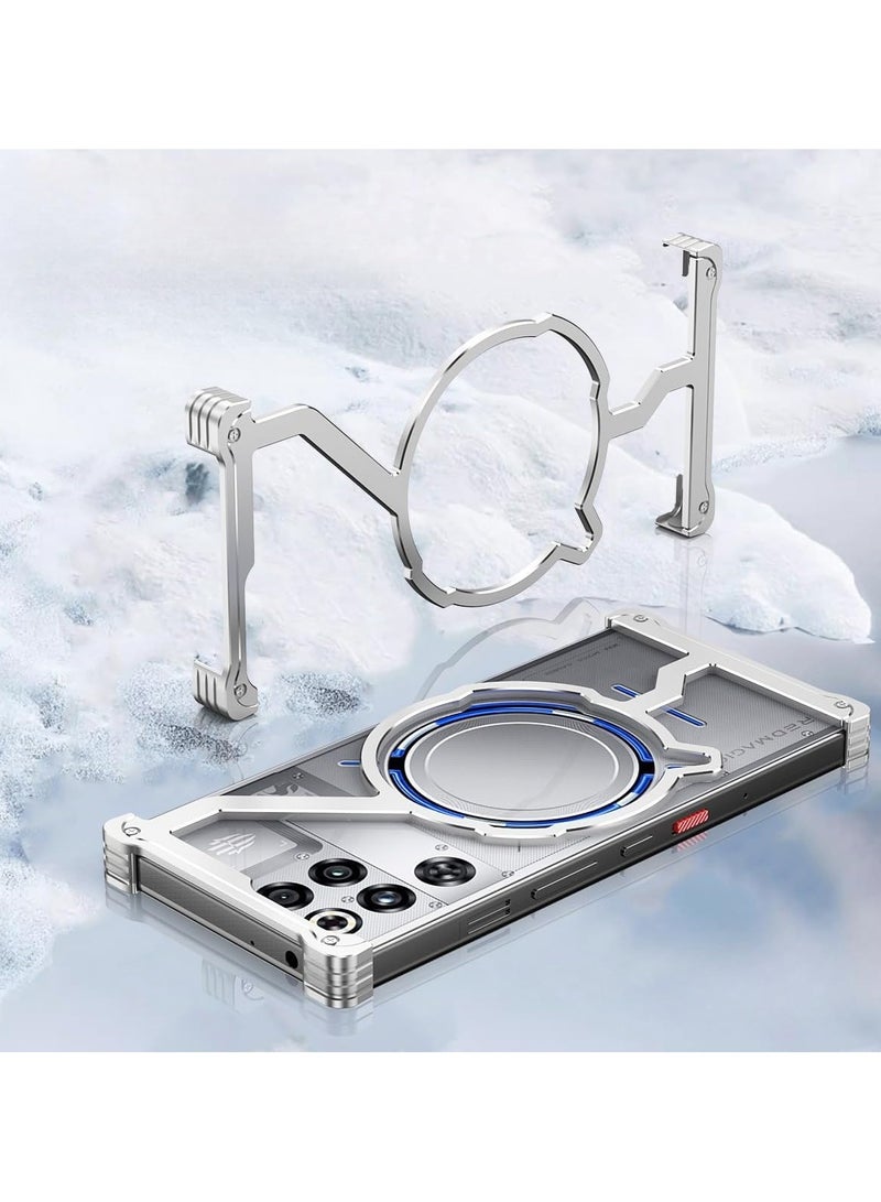 Metal Bumper Case for Nubia Red Magic 11 Pro/11 Pro Plus Aluminum alloy frame with perforated back cover design Ultra-slim minimalist shockproof hard case