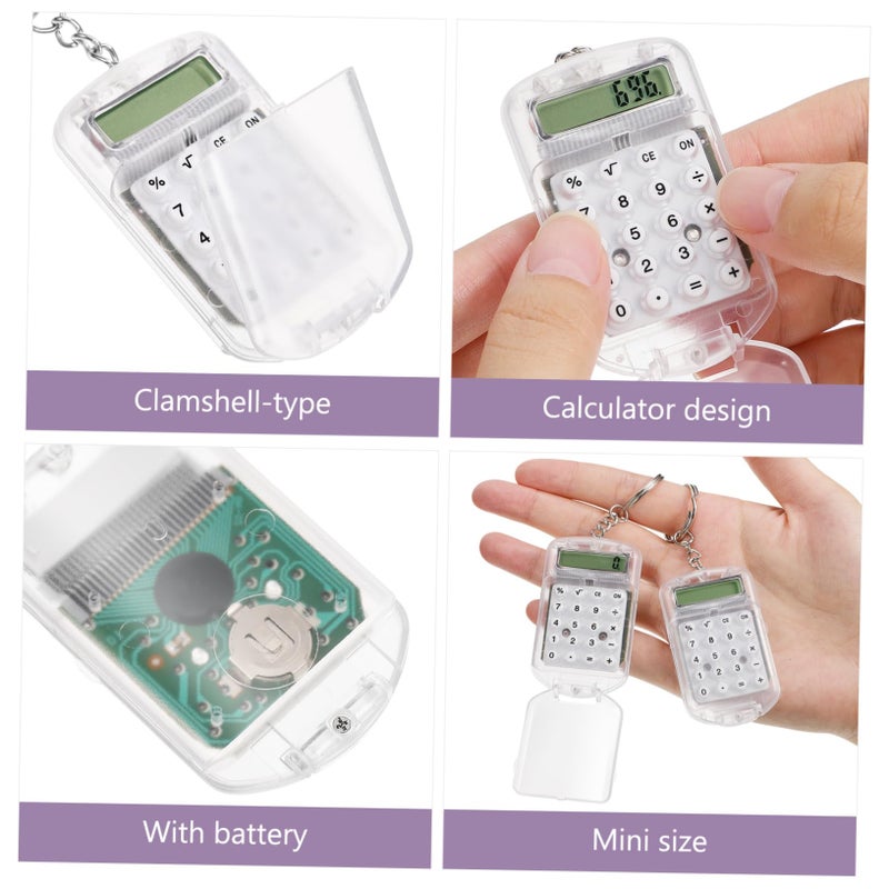 Mini Calculator 8 Digits Keychain Hard Plastic Portable For School Office Gift - Image 3