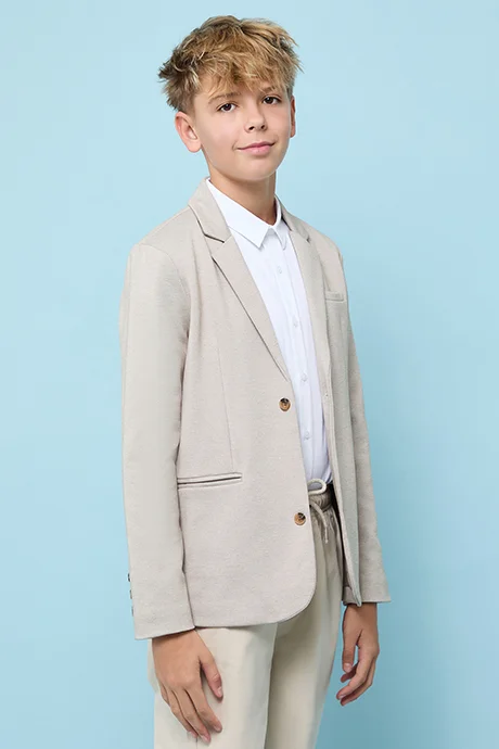 أر أند بي Solid Single Breasted Blazer with Button Closure