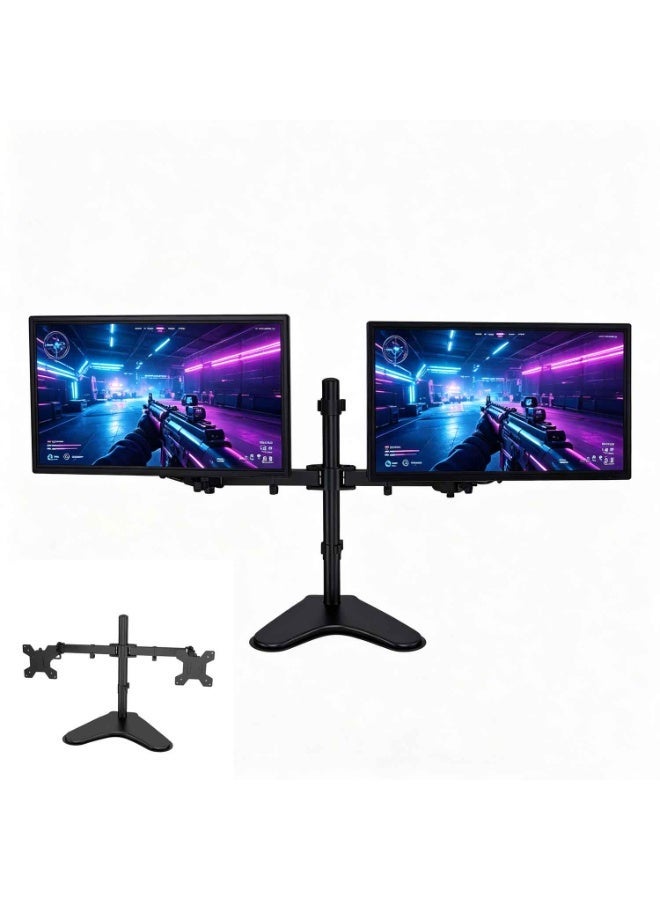 Dual Monitor Free-Standing Desk Stand,Adjustable Stand,for 2 Screens up to 32 Inch Heavy-Duty Fully Adjustable Arms with Max VESA 100x100mm - Image 1