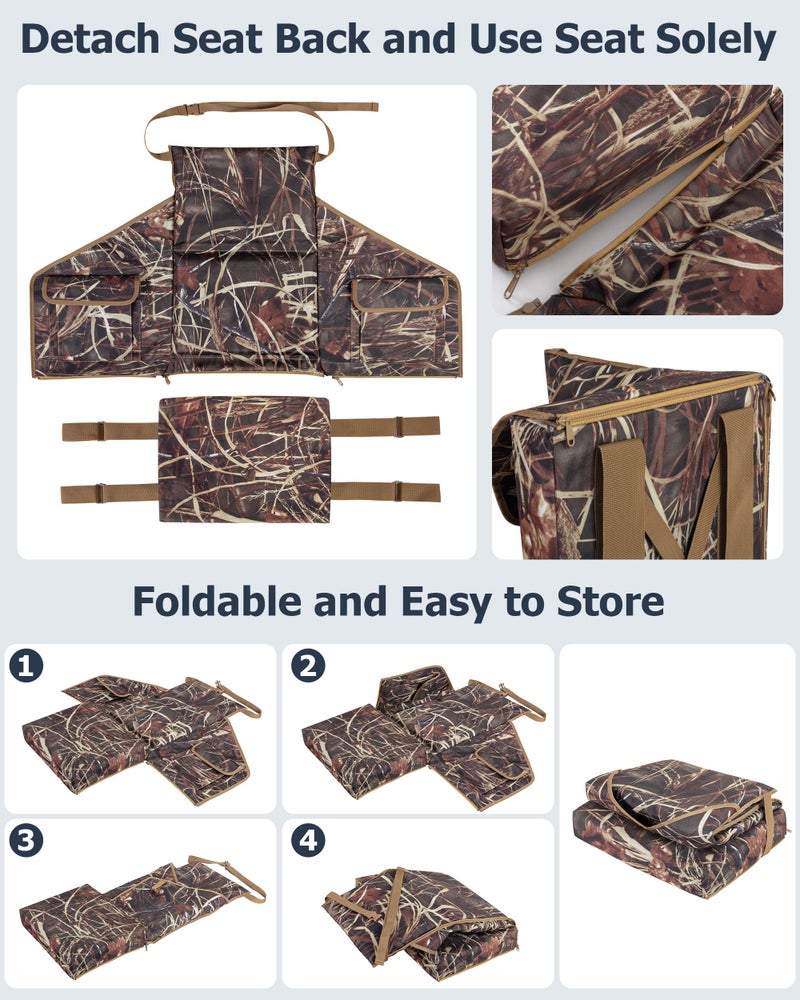 Smasrob Tree Stand Seat Replacement with Side Pockets, Detachable Tree Stand Surround Seat with Thick Padding, Fits Most Tree Stands, Camouflage - Image 5