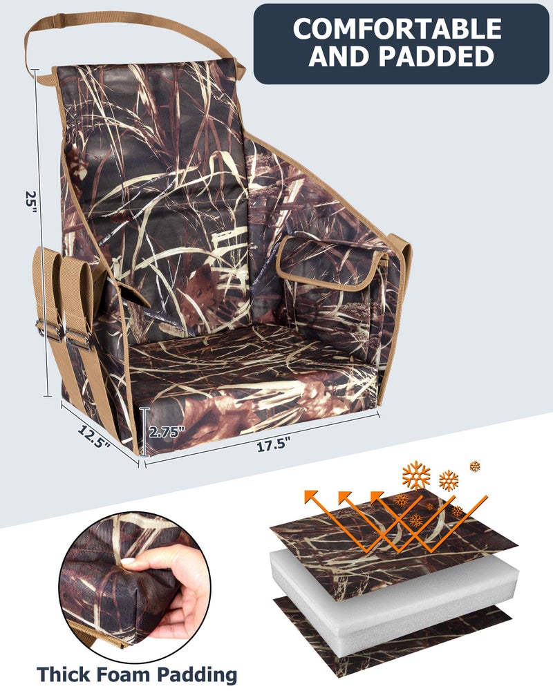 Smasrob Tree Stand Seat Replacement with Side Pockets, Detachable Tree Stand Surround Seat with Thick Padding, Fits Most Tree Stands, Camouflage - Image 3