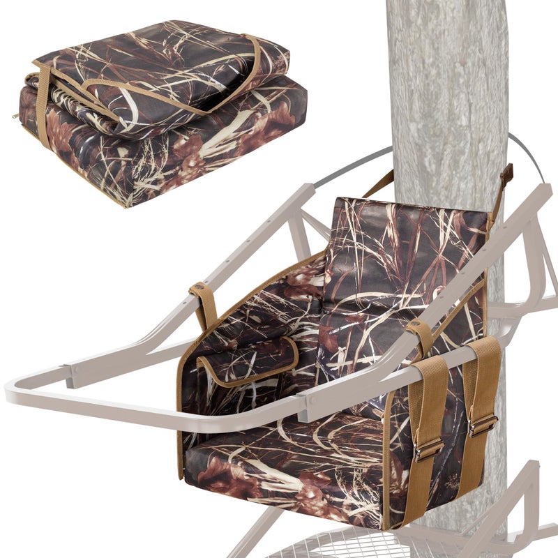 Smasrob Tree Stand Seat Replacement with Side Pockets, Detachable Tree Stand Surround Seat with Thick Padding, Fits Most Tree Stands, Camouflage - Image 1