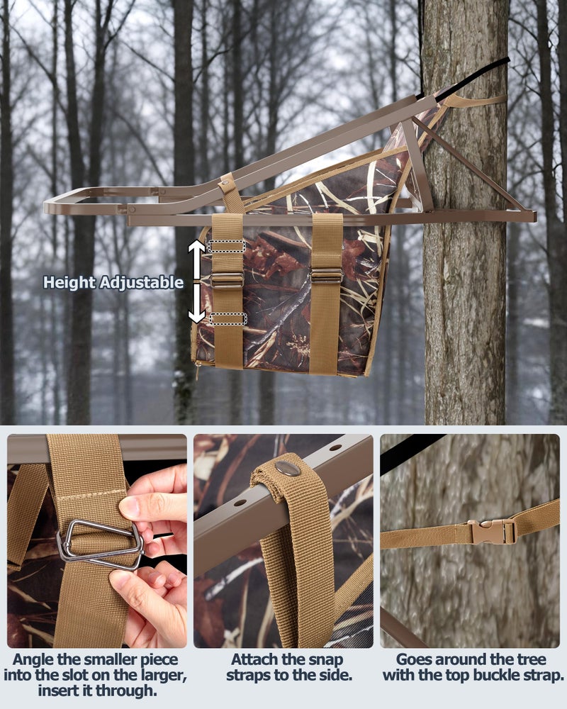 Smasrob Tree Stand Seat Replacement with Side Pockets, Detachable Tree Stand Surround Seat with Thick Padding, Fits Most Tree Stands, Camouflage - Image 4