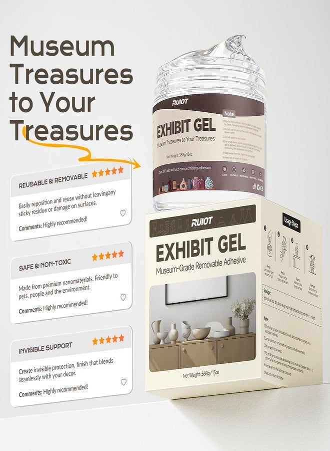 Ruiot 13oz Clear Exhibit Gel to Keep Things in Place. Removable Museum Exhibit Putty Provides Invisible Protection for Treasures, Reusable Transparent Exhibit Wax for Fixed Collection and Decorations. - Image 2
