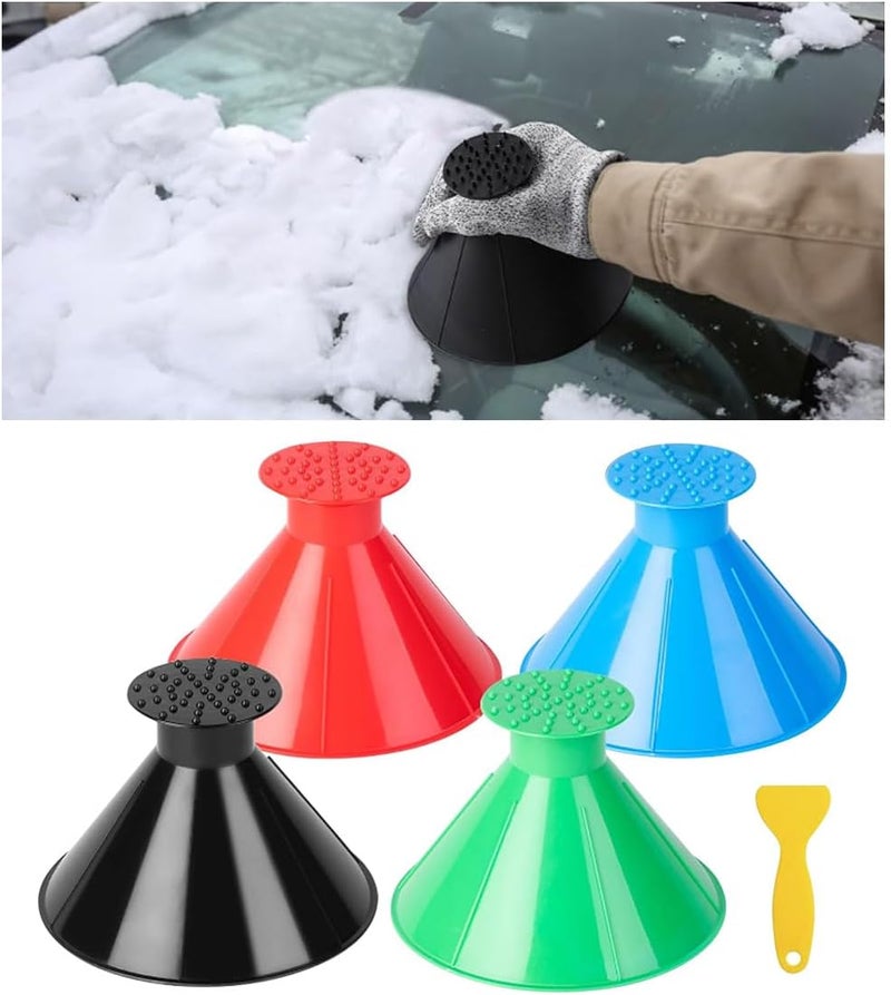 GLSOWEE 4PCS Ice Scrapers for Car Windshields, 2-in-1 Cone Snow Scraper, Magical Car Ice Scraper, Car Window Ice and Snow Scraper, Frost Wipe Scraper, Suitable for Most Car Models - Image 1