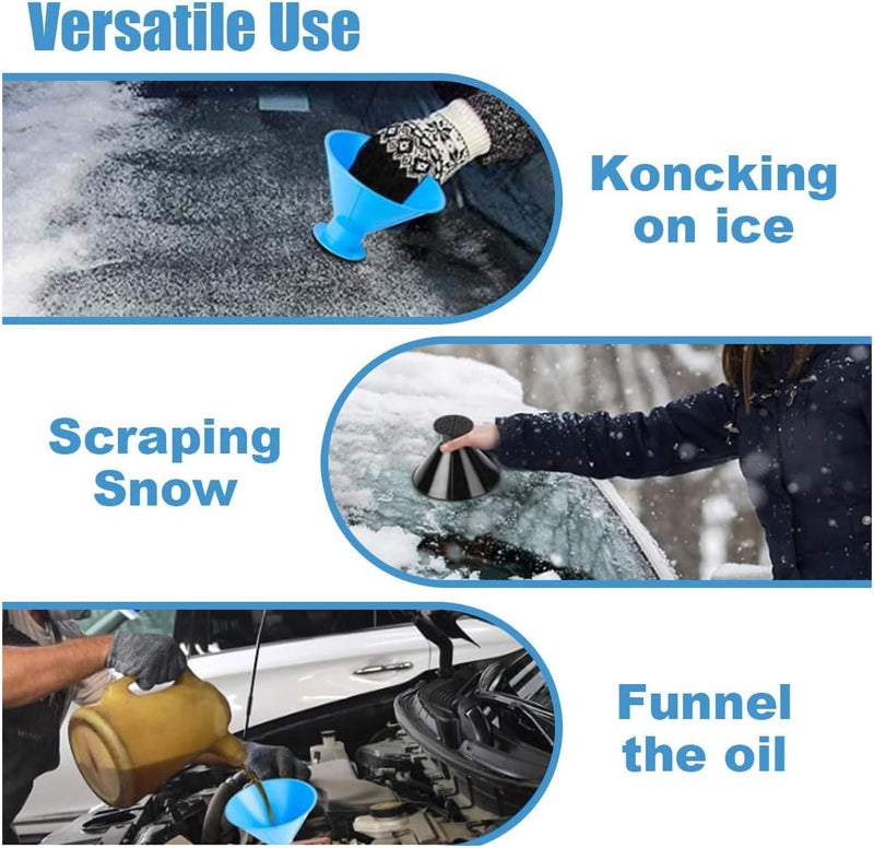 GLSOWEE 4PCS Ice Scrapers for Car Windshields, 2-in-1 Cone Snow Scraper, Magical Car Ice Scraper, Car Window Ice and Snow Scraper, Frost Wipe Scraper, Suitable for Most Car Models - Image 5