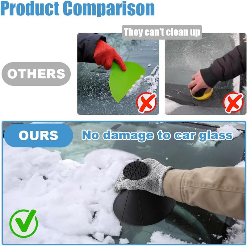 GLSOWEE 4PCS Ice Scrapers for Car Windshields, 2-in-1 Cone Snow Scraper, Magical Car Ice Scraper, Car Window Ice and Snow Scraper, Frost Wipe Scraper, Suitable for Most Car Models - Image 4