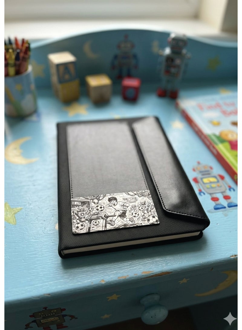 Black Leather Notebook with Captain Majed Design – Premium A5 Journal for Writing & Daily Use - Image 2
