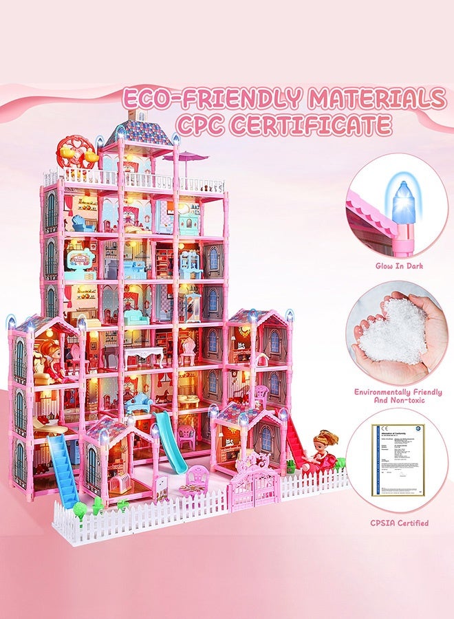 WALALLA Ultimate 29-Room Dollhouse with LED & Glow Features - DIY Dream House with Dolls, Puppies & Furniture, Interactive Playset for Girls Ages 3-8+ - Image 5