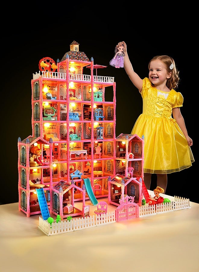 WALALLA Ultimate 29-Room Dollhouse with LED & Glow Features - DIY Dream House with Dolls, Puppies & Furniture, Interactive Playset for Girls Ages 3-8+ - Image 1