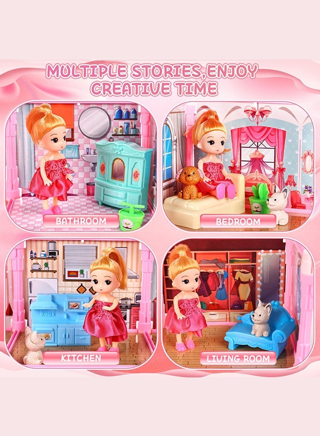 WALALLA Ultimate 29-Room Dollhouse with LED & Glow Features - DIY Dream House with Dolls, Puppies & Furniture, Interactive Playset for Girls Ages 3-8+ - Image 4