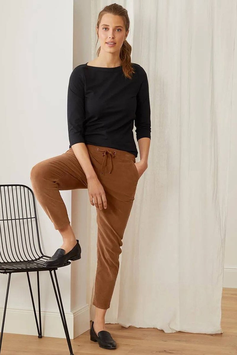 Tchibo Women Regular Fit Plain Pants, Brown  - Image 1