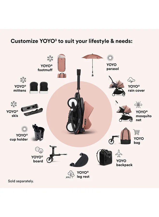 STOKKE Stokke YOYO 0+ Newborn Pack, Ginger Color, Premium Flat-Lay Infant Nest with 5‑Point Harness and UPF 50+ Canopy, Travel-Stroller Accessory for YOYO2 Frames