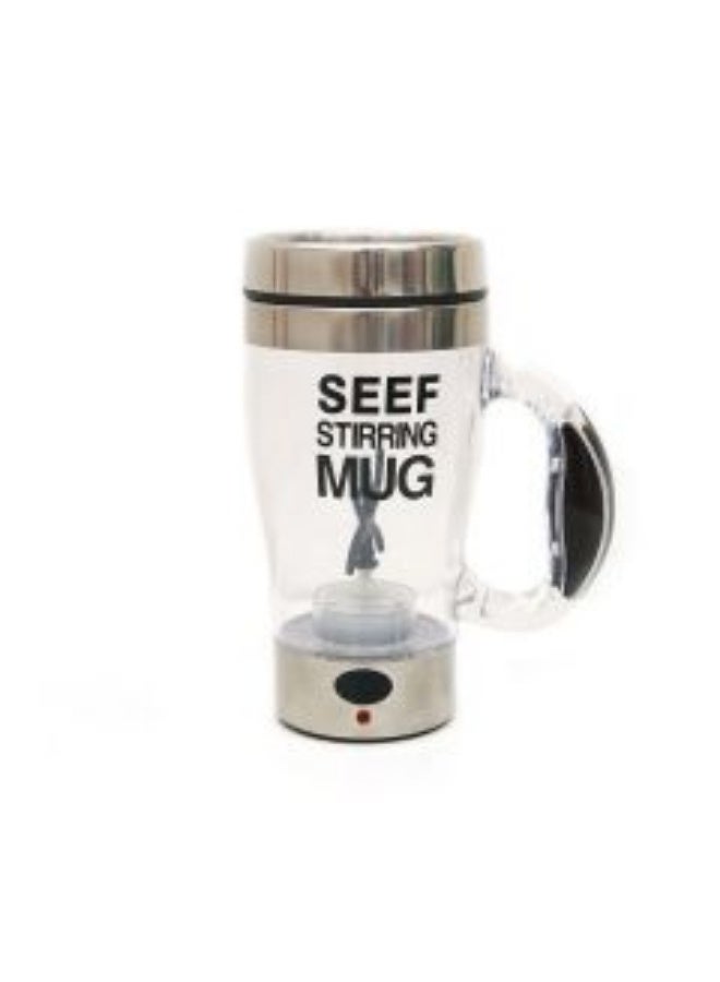 بروماس كوب قهوة كهربائي ذاتي التقليب من SEEF - كوب خلط مغناطيسي أوتوماتيكي سعة 400 مل للقهوة والشاي والشوكولاتة الساخنة - شفاف/فضي