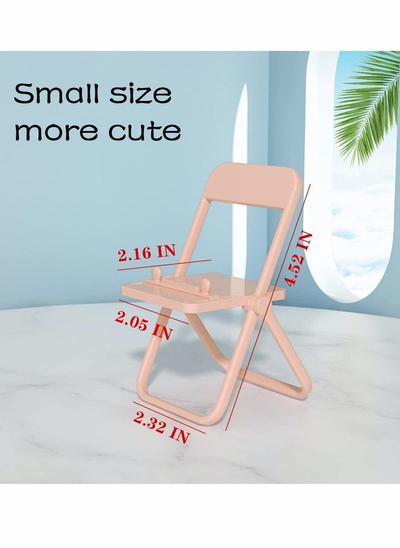 SYOSI Mini Chair Shape Cell Phone Stand, Candy Color Foldable Desktop Mobile Phone Holder, Universal Mini Chair Folding Bracket Stand, for Phone Table Top Decoration 4pc (Pink, Yellow, Green, Purple)  - Image 4