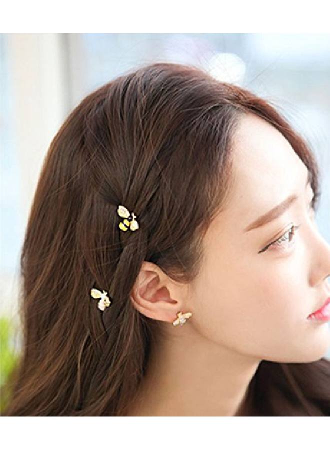 Yueton Pack Of 4 Women Honeybee Metal Hairpin Bee Crystal Hair Side Clip Barrette Bobby Pin Hairpin Hair Accessories - Image 4