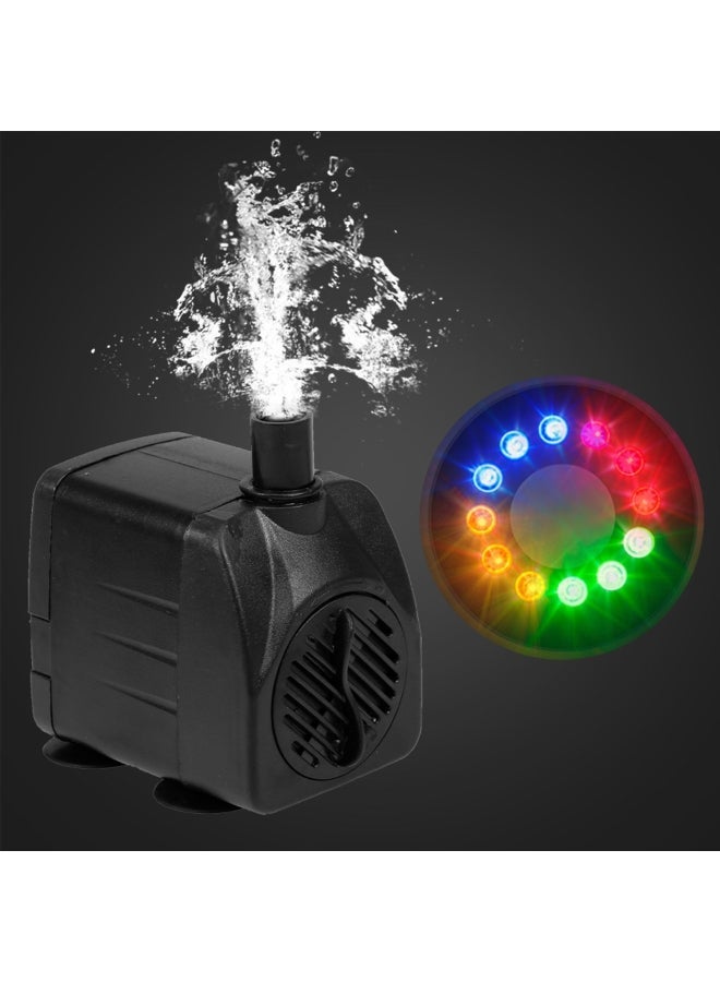 NIBEMINENT Submersible Water Pump with 12 LED Light for Aquarium Black - Image 3
