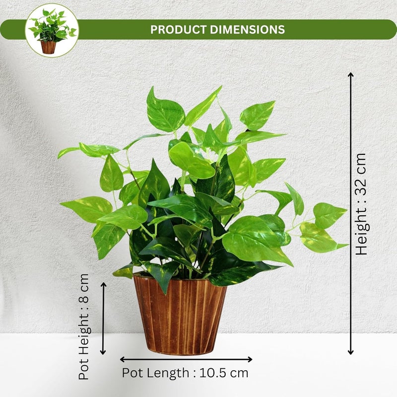 fancymart Artificial Money Plant Leaves in Wood Pot Pefect Decoration for Home & Office Space - Image 3