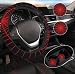 DHUENIOPE Black Spider Web Steering Wheel Cover with 2PCS Car Coasters Auto Steering Wheel Protector AntiSlip Breathable 15 Inch Car Accessories Black - Image 2