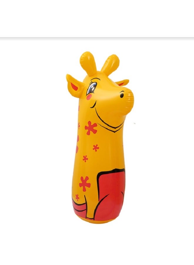Children's Boxing Sandbag Inflatable Tumbler Toy Indoor Vertical Kids Fighting Exercise Male Haifen-Color:Upgraded Sika Deer About 82cm [foot Pump + Repair Patch]  - Image 1