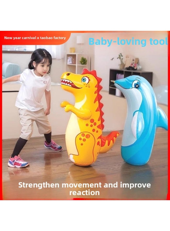 Children's Boxing Sandbag Inflatable Tumbler Toy Indoor Vertical Kids Fighting Exercise Male Haifen-Color:Upgraded Sika Deer About 82cm [foot Pump + Repair Patch]  - Image 2