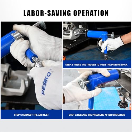 PESIKO Pneumatic Dual Brake Caliper Compression Tool, Air Operated Brake Piston Compressor Tool for Easy Brake Pad Replacement - Image 4