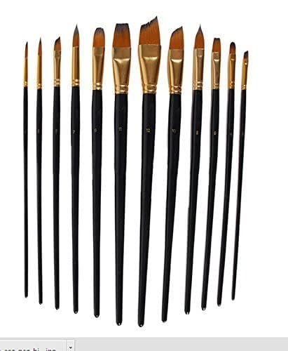 NANIAAY Set of 12 Professional and Exclusive Fine Art Long Handled Paint Brush Set and Oil Watercolor Painting, Sponge for Color - Image 5